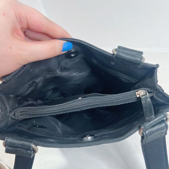 Vintage Fossil Black Leather Shoulder Bag Grunge Punk Rockstar Girlfriend - Picture 5 of 11